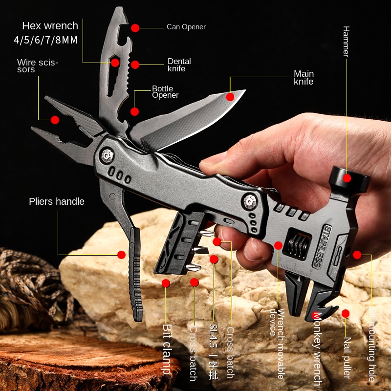 Outdoor Hunting Knife Set - Alicate multifuncional multiferramenta, martelo de garra,