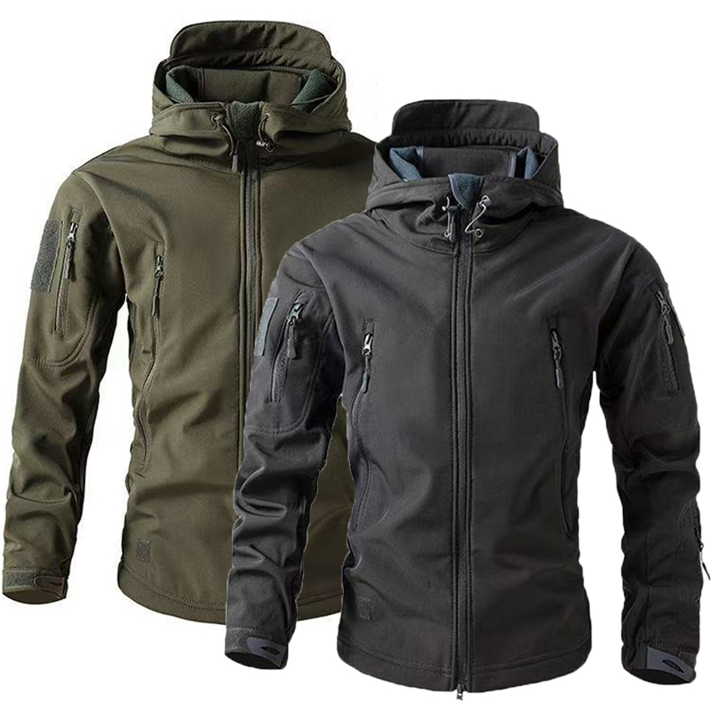 Outdoor Hunting Coat - Inverno outono quente softshell velo capuz