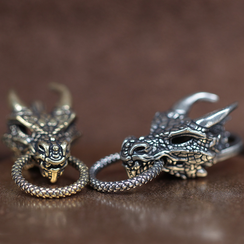 Paracord Survival Bracelet - Cabeça de dragão fivela de bronze