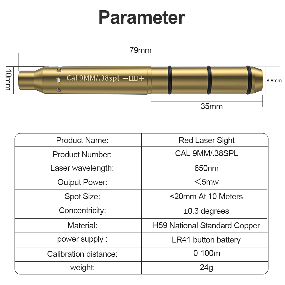 Outdoor Hunting Range - Cartucho de mira laser vermelho 9mm/38spl,