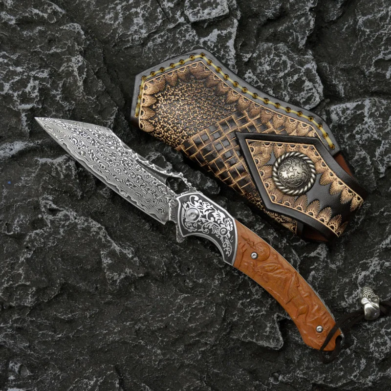 Faca dobrável de aço damasco v - Outdoor Hunting Gifts avaliação e preço