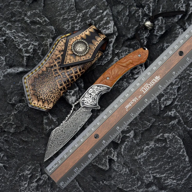 Faca dobrável de aço damasco v - Outdoor Hunting Gifts avaliação e preço